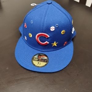 Sz 7 5/8 New Era Chicago Cubs Holly Blue 59FIFTY Fitted Hat 14500 Baseball Cap